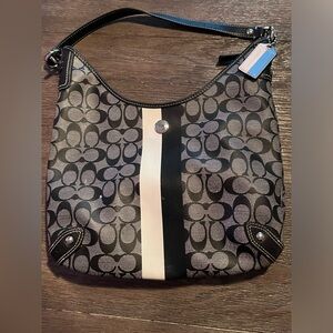 COACH Heritage Stripe Chelsea Blk/Wh Canvas